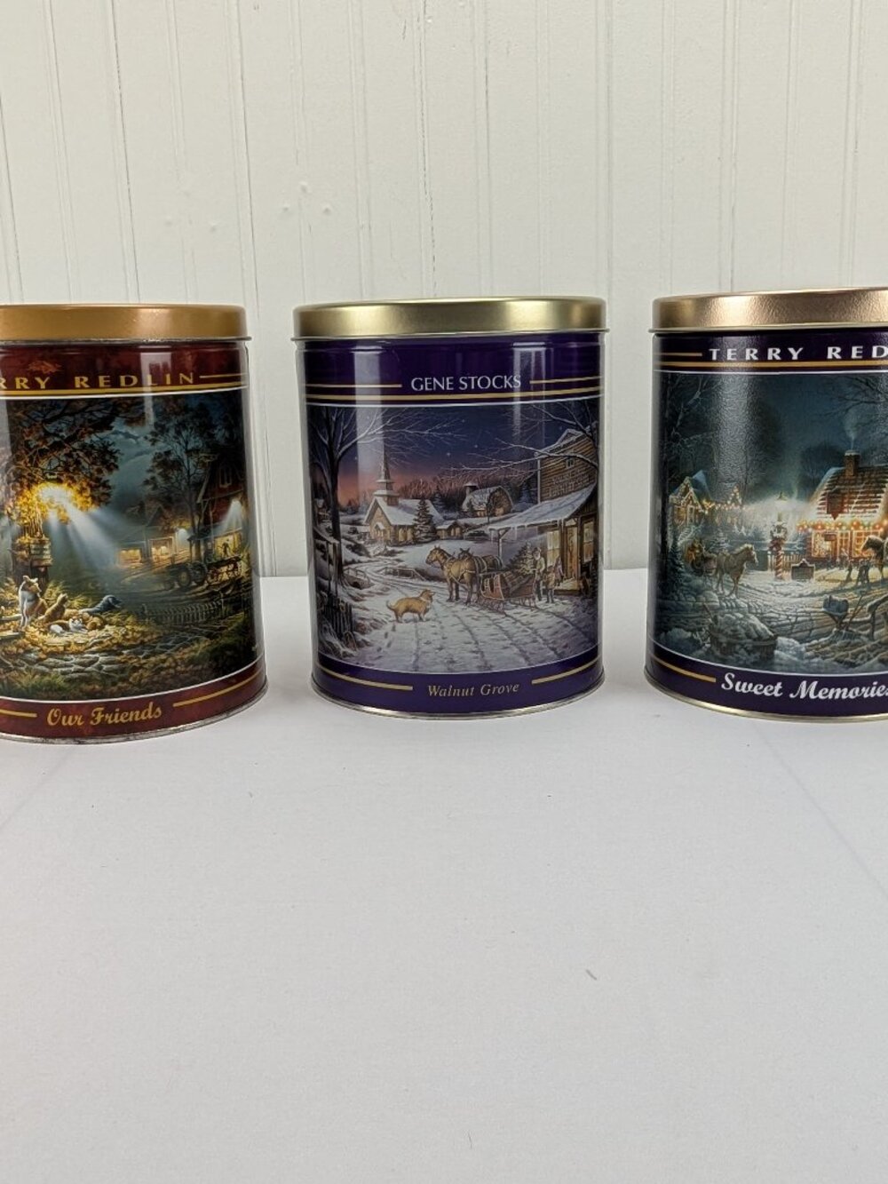 Vintage Terry Redlin Metal Tins Lot of 3 Walnut Grove Our Friends Sweet Memories